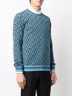 Versace pull Greca en maille intarsia