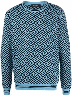 Versace pull Greca en maille intarsia