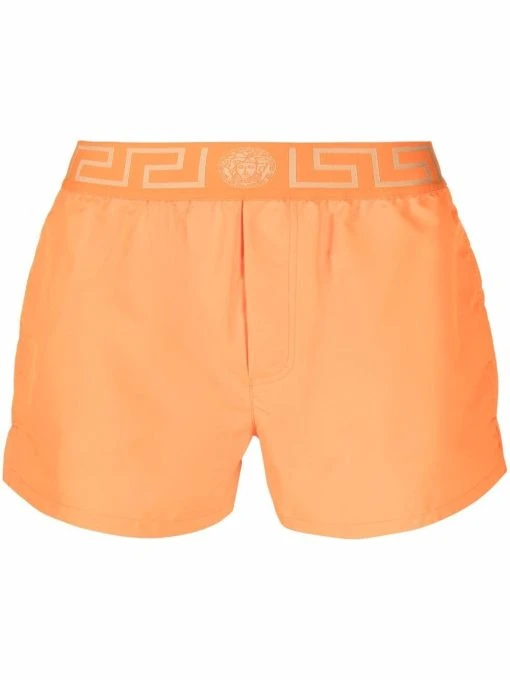 Versace short de bain à détail Greca