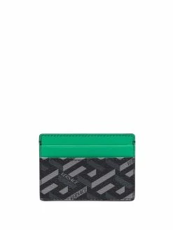 Versace porte-cartes en cuir à imprimé Greca