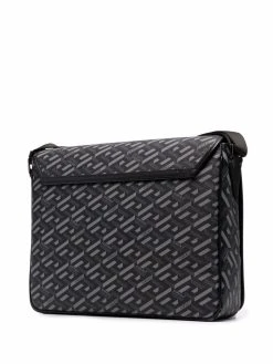 Versace Sac porté épaule en cuir à logo imprimé Petit Prix sacs porté épaule homme 9 Versace sac porté épaule en cuir à logo imprimé