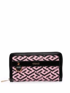 Versace portefeuille en cuir à imprimé Greca