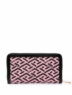Versace portefeuille en cuir à imprimé Greca