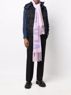 Versace écharpe en laine à logo en intarsia