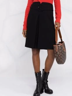 Versace jupe plissée à taille ceinturée