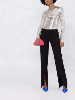 Versace pantalon ceinturé à fentes sur le devant