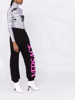 Versace pantalon de jogging à logo imprimé