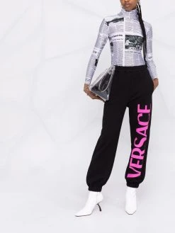 Versace pantalon de jogging à logo imprimé