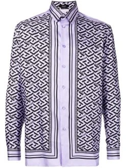Versace Greca logo-print silk shirt