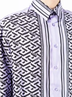 Versace Greca logo-print silk shirt