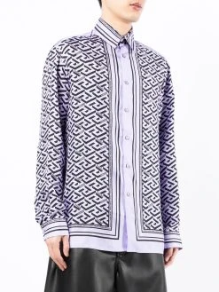 Versace Greca logo-print silk shirt