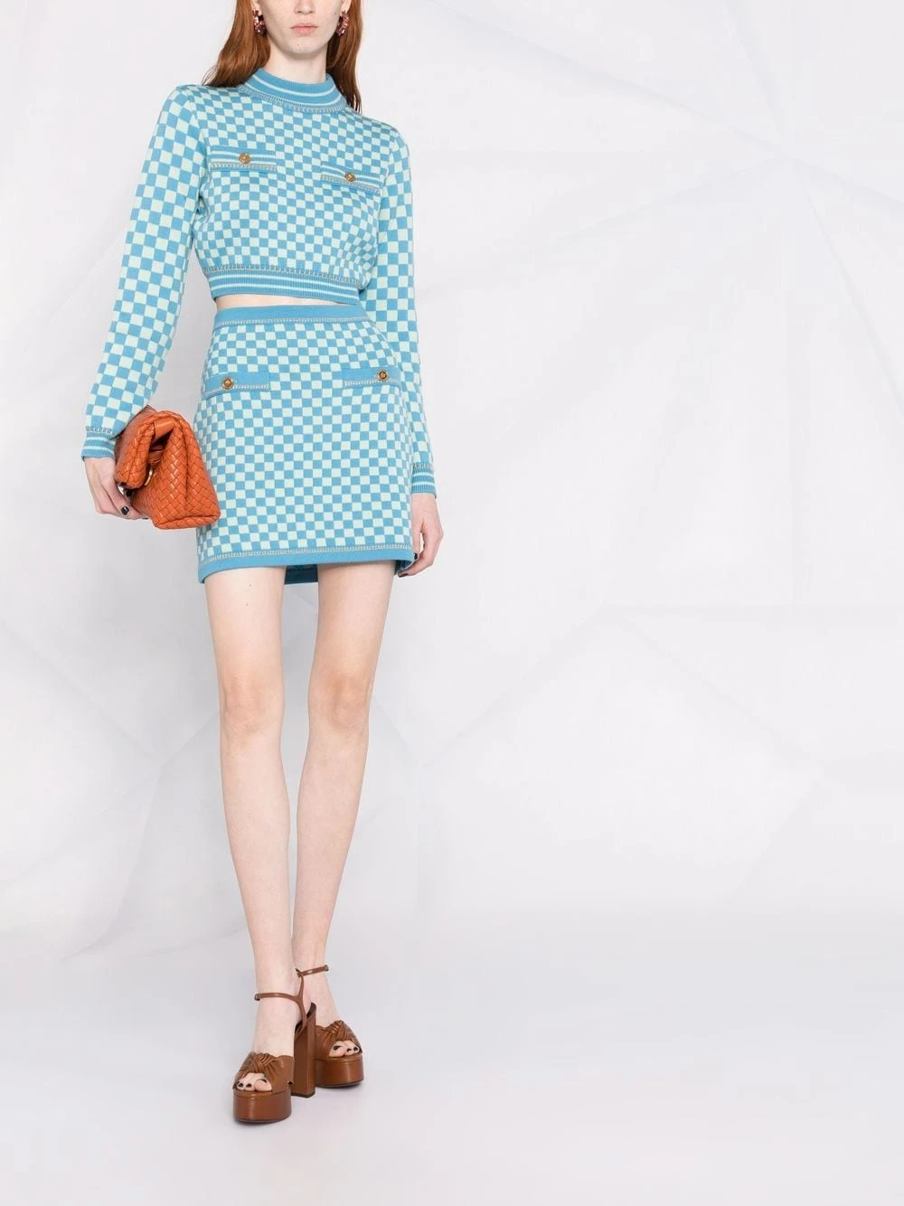 Versace Pull crop à damier Prix Distinctifs pulls femme 4 Versace pull crop à damier