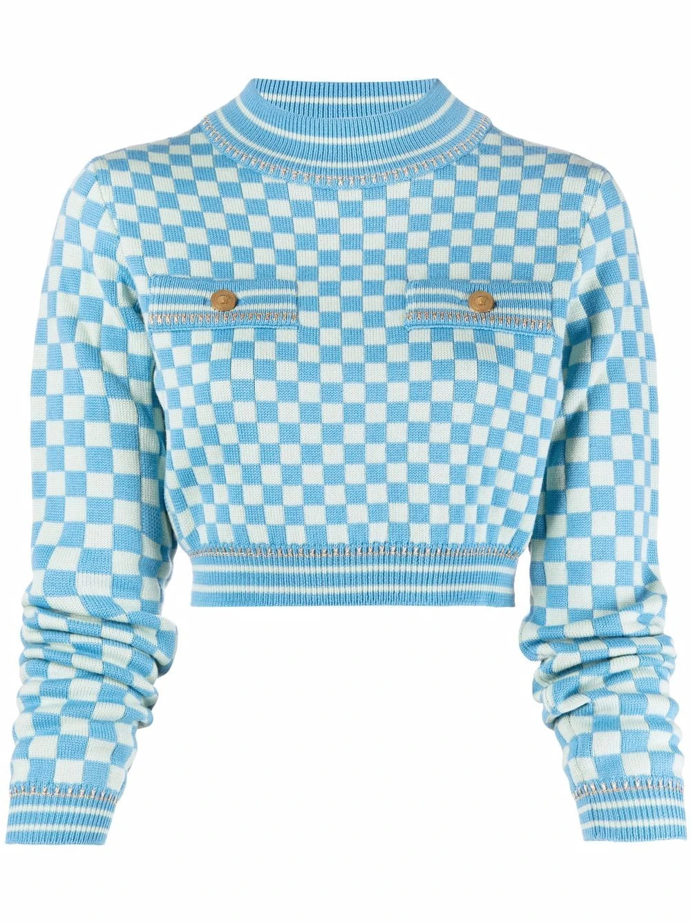 Versace Pull crop à damier Prix Distinctifs pulls femme 3 Versace pull crop à damier