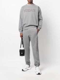 Versace pantalon de jogging à logo brodé