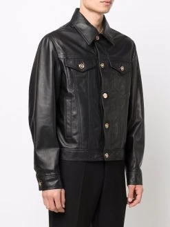 Versace Prix Avantageux Veste en cuir à boutonnière vestes en cuir homme 9 Versace veste en cuir à boutonnière